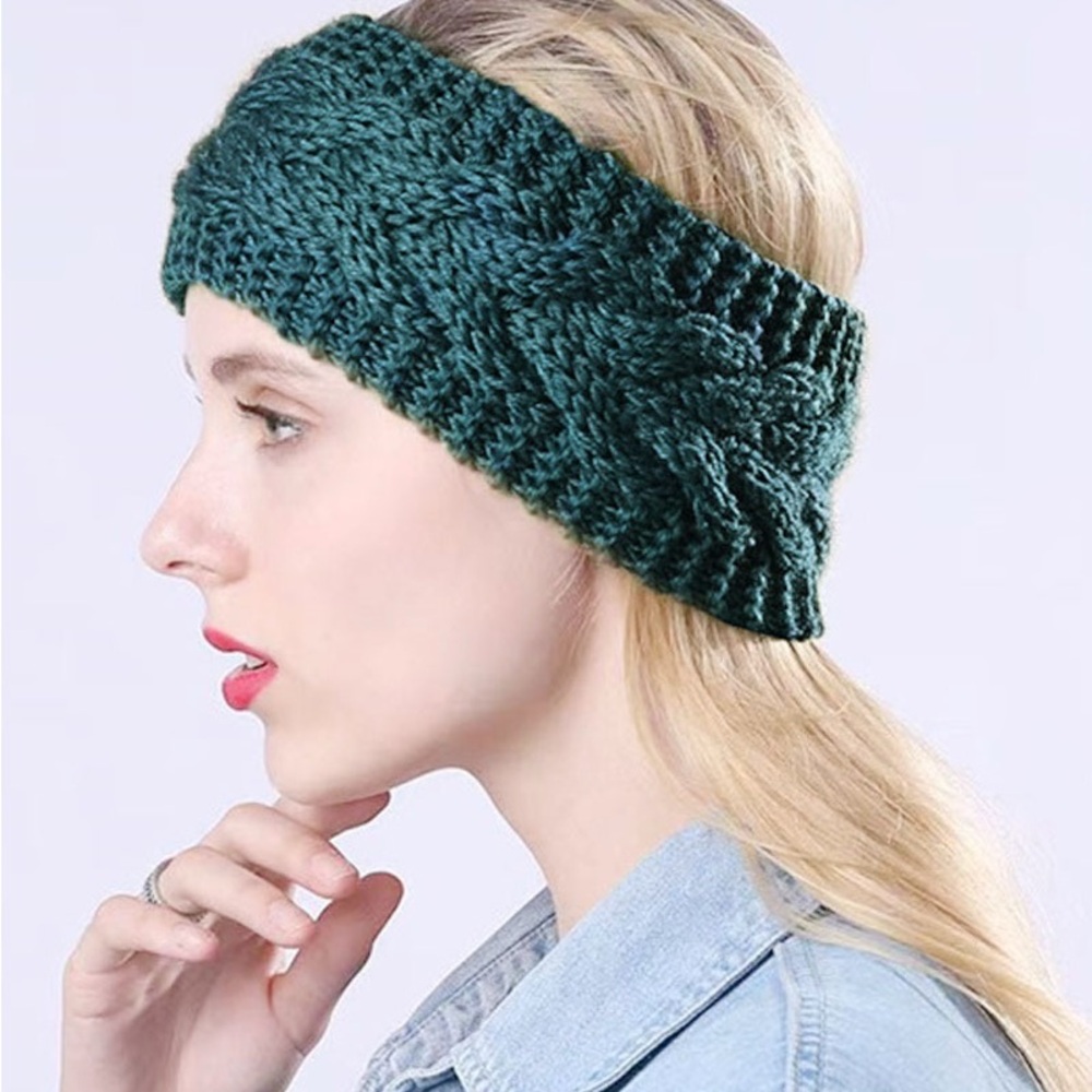 Zenana teal winter cableknit ear band